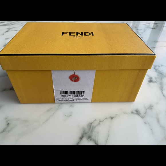 Fendi Tangerine Fox Fur Bugs Keychain - Picture 2 of 8